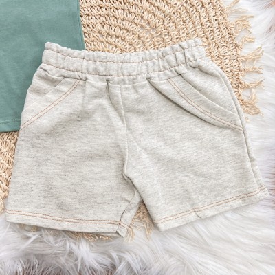 Conj. Camiseta Paradise Found e Bermuda em Moletinho - Verde e Mescla